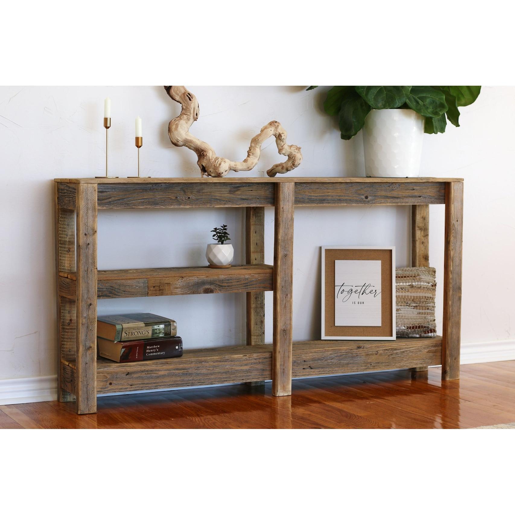New in Box Natural 60" Three Tier Midway Console Table
